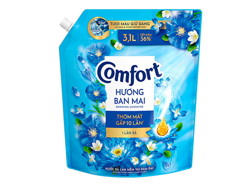 Nước xả vài Comfort 1 lần xả hương ban mai túi 3.1L