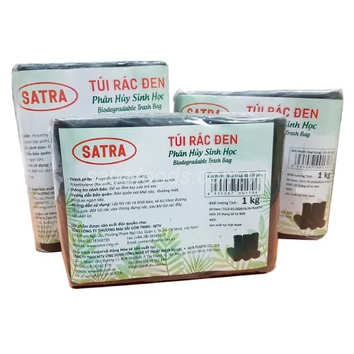 Túi rác đen SATRA - size tiểu - 50X55cm - lốc 3 cuộn - 1kg