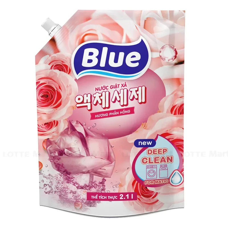Nước giặt xả Blue Deep Clean hương Phấn Hồng túi 2.1L