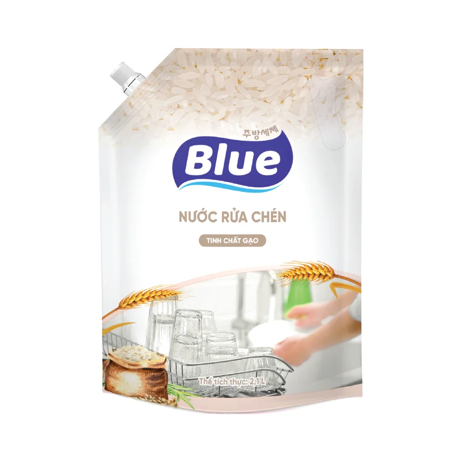 Nước rửa chén Blue chiết xuất gạo túi 2.1L